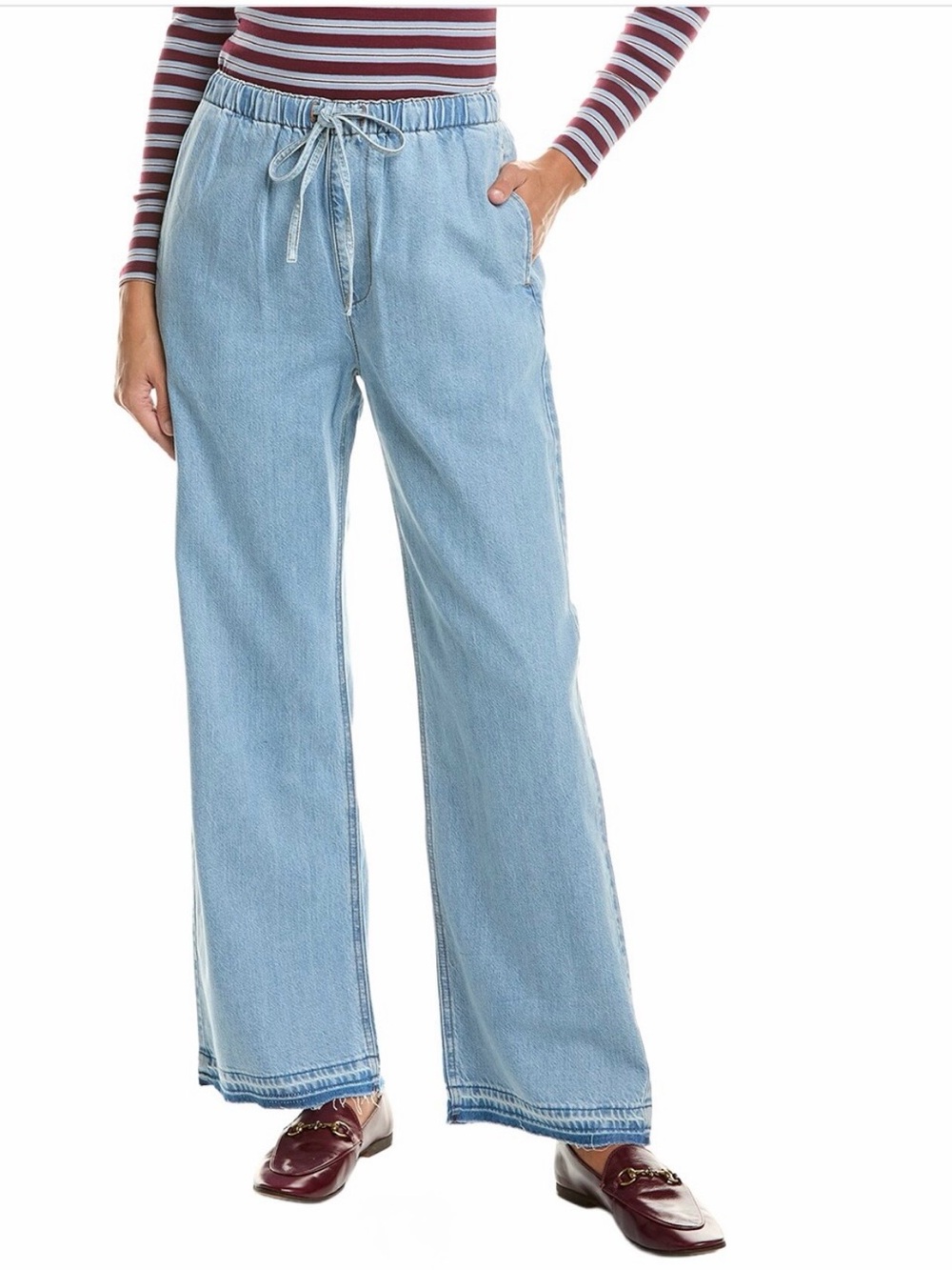 Rag & Bone Lori Wide Leg Jeans in Wentworth Light Blue Wash Size Small NWT